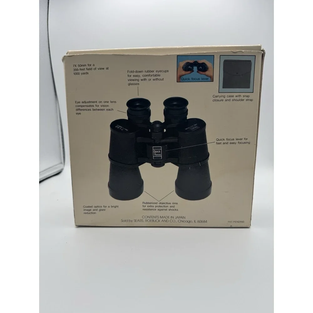 Vintage Sears Binoculars Model #47325130 7x50 mm and Case